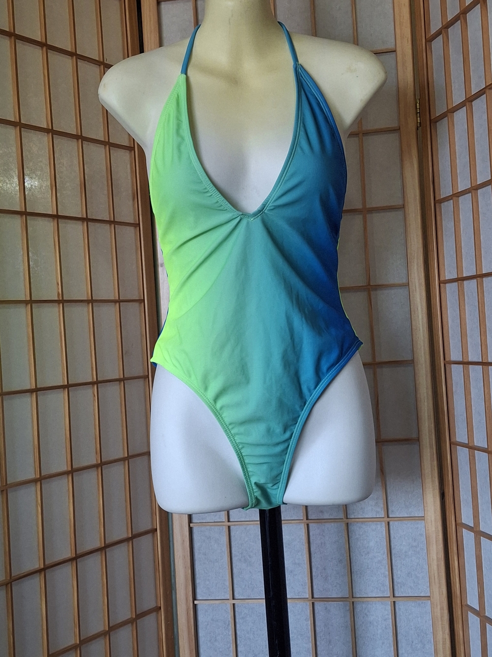 One-Piece Swimsuit Gradient Lime And Blue